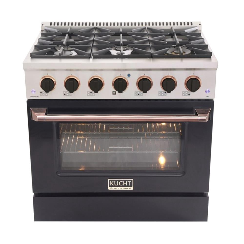 Pemberly Row 36" 5.2 cu. Dual Fuel Range Natural Gas in Rose Gold Handle