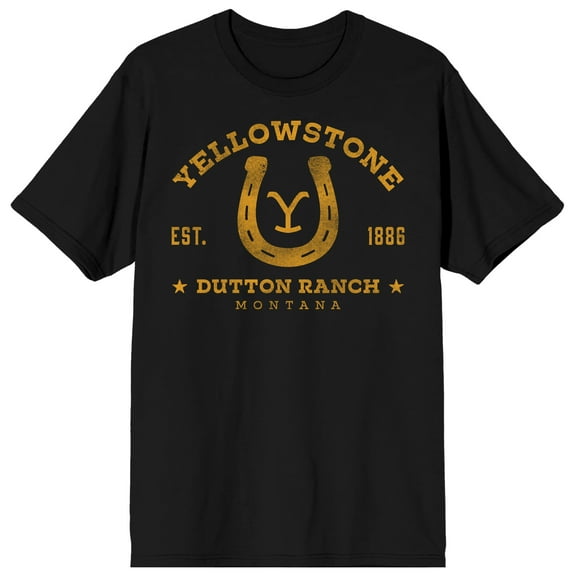 Yellowstone Horseshoe Logo Adult Black Crew Neck Short Sleeve T-shirt-Medium