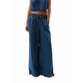 thumbnail image 3 of Women'S Drawstring Wide Leg Jeans Low Waisted Loose Fit Denim Pants Blue XS, 3 of 9