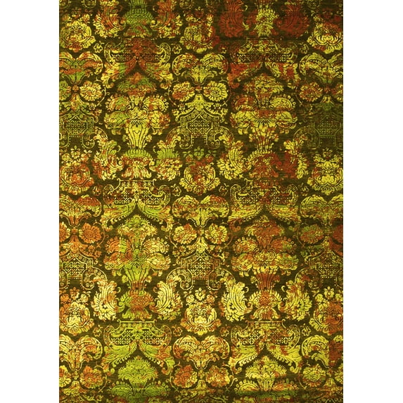 Ahgly Company Machine Washable Indoor Rectangle Abstract Yellow Contemporary Area Rugs, 5' x 8'
