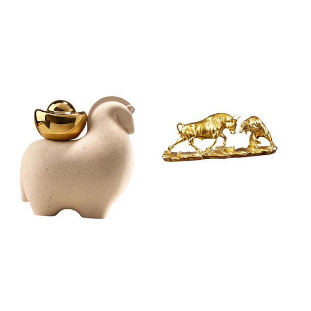 Mini estatua de animal,Mini estatua de animal para decoración del hogar,manualidades artísticas,Estatua de escritorio,Figura decorativa de pelea de toros y osos,Colecciones de esculturas de