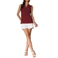 thumbnail image 2 of INSPIRE CHIC Sleeveless Top for Women V Neck Loose Shirt Solid Collar Polo Shirts Casual Top S Burgundy, 2 of 6