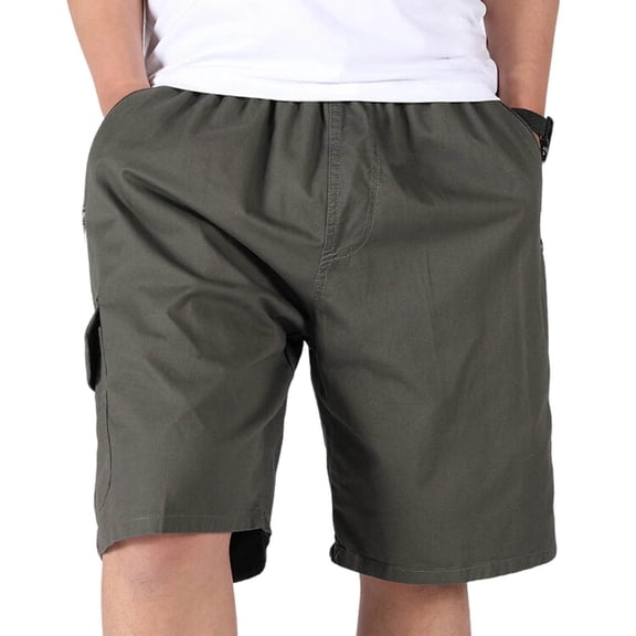 qelini Athletic Shorts Men with Pockets Big and Tall Running Shorts High Waist Solid Color Shorts Workout Tights