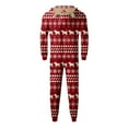 thumbnail image 4 of Wuxian Christmas Family Pajamas Hooded Full Zipper Up Sleepwear Outfits Long Sleeve Cute Snowflake Print One Piece Jumpsuits Loungewear For Men,Red,L, 4 of 9