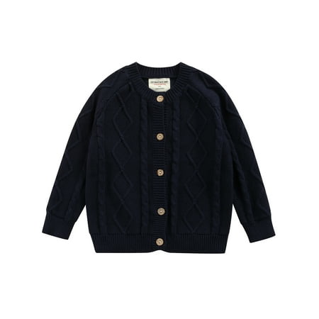 

Sunisery Toddler Infant Baby Kids Girls Boys Solid Color Knitted Twisted Long Sleeve Sweater Coat Navy Blue 4-5 Years