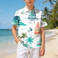 thumbnail image 2 of KPOPLK Boys Hawaiian Shirt Kids Short Sleeve Button Down Shirts Tropical Summer Beach Shirts Camp Collar Tops with Pocket Size 5-6 Years,Mint Green, 2 of 5