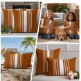 thumbnail image 5 of Burnt Orange White Stripe Outdoor Waterproof Pillow Covers, Modern Rustic Vertical Striped Decorative Square Throw Pillowcase Sofa Cushion Sham for Patio/Couch/Chair, 26"x26" 2 Pack, 5 of 8