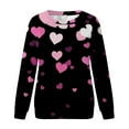 thumbnail image 4 of Aboser Women Love Hearted Shirt Valentines Day Raglans Loose Round Neck Pink Sweatshirt Spring Long Sleeve Pullover Tops Cute Holiday T-Shirt, 4 of 5