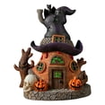 thumbnail image 4 of Estatua de cabaña de piedra con luces LED, artesanía de Halloween, escultura de casa de jardín de hadas, figura para mesa de interior, festival al, 4 of 9