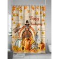 thumbnail image 5 of Fall Shower Curtain Turkey Shower Curtains for Bathroom Thanksgiving Decor, Waterproof Polyester Shower Curtain Set with Hooks, Extra Long 72" x 96" Pumpkin Harvest Maple Leaves Wood Grain, 5 of 6