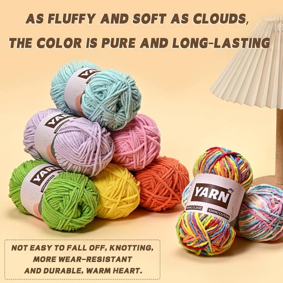 Minzimin 100g 1 Roll Plush Chenille Chunky Crochet Yarn - Baby Yarn for Crocheting Soft - Velvet Yarns Knitting for Blankets Crafts - Fluffy Yarns