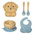 thumbnail image 1 of Tiny Dining Children's Bamboo Tableware Set - Plate Bowl Spoon With Stay Put Suction - Blue, 1 of 1