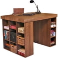 thumbnail image 1 of Project Center Desk with Bookcase and 3 Bin Cabinet-Walnut, 1 of 2