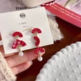 thumbnail image 4 of Pendientes de estilo chino con forma de abanico irregular rojo, diseño único, pendientes de novia, pendientes de hada para cheongsam, accesorio versátil, 4 of 6