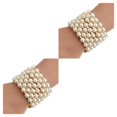 thumbnail image 2 of Jumpingount de cristal de perla simulada plateada para mujer Brazalete circular de bobina de varias filas Oro 7 filas 2piezas, 2 of 5