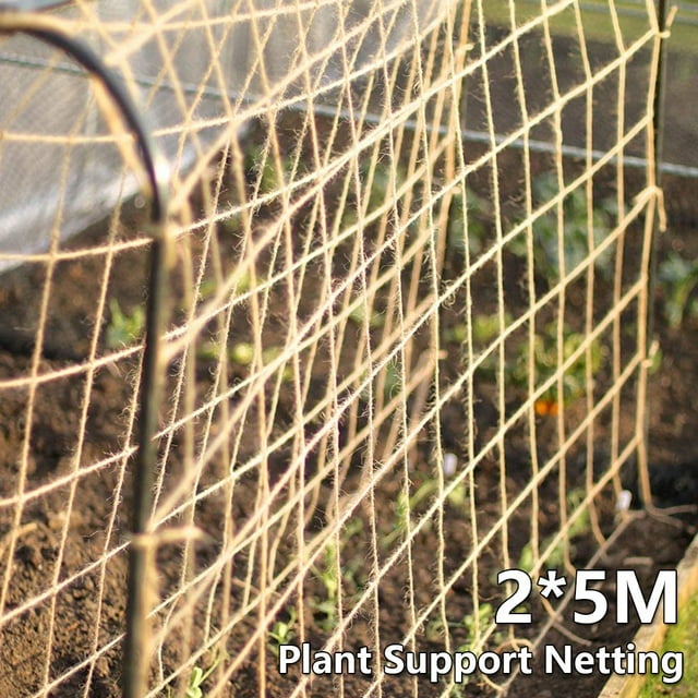 MesaSe Plant Support Netting Eco Friendly Biodegradable & Compostable Natural Garden Jute Trellis Twine (2mx5m)