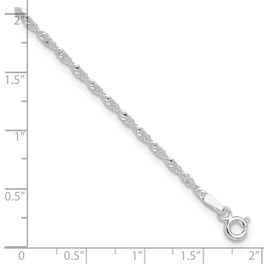 Auriga Fine Jewelry 925 Sterling Silver Singapore Chain Anklet 9inch for Women