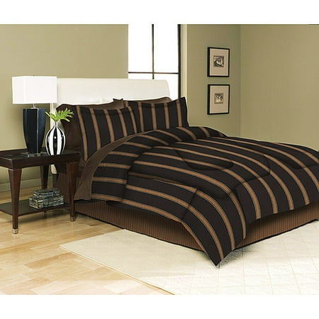 Metro Stripe Deluxe Microfiber Bed in a Bag, Brown