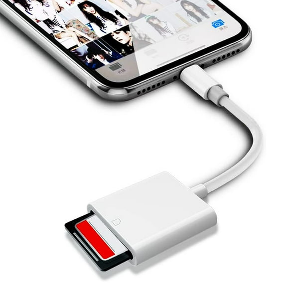 SD Card Reader for iPhone, High Speed Data Transmission SD Card Reader, Compact and Portable Lightning to SD Card Camera Reader Adapter Converter for iPhone 13/ 12/ 11/ X/ XS/ XR/ 8/ 7, White