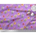 thumbnail image 3 of Soimoi Purple Silk Fabric Lily & Lotus Floral Print Fabric by the Yard 42 Inch Wide, 3 of 3