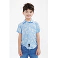 thumbnail image 2 of Monster Jam Little Boys' Short Sleeve Button Down Shirt Megalodon Sky Blue, 2 of 5