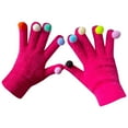 thumbnail image 3 of Dyfzdhu Fall Winter Colorful Hairball Gloves Womens Cute Cold Warm Riding Woolen Knitted Gloves Hot Pink, 3 of 3
