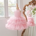 thumbnail image 6 of Bobifish Toddler Girls Dress Halter Satin Bow Multi-Layer Sleeveless Ruffle Cake Party Dress Birthday Wedding Kids Girls Dresss, 6 of 9
