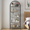thumbnail image 1 of BeesClover Tall 5-Shelf Bookcase, Arched Display Rack with Metal Frame, Spacious Black Bookshelf for Bedroom or Living Room Storage, 1 of 8