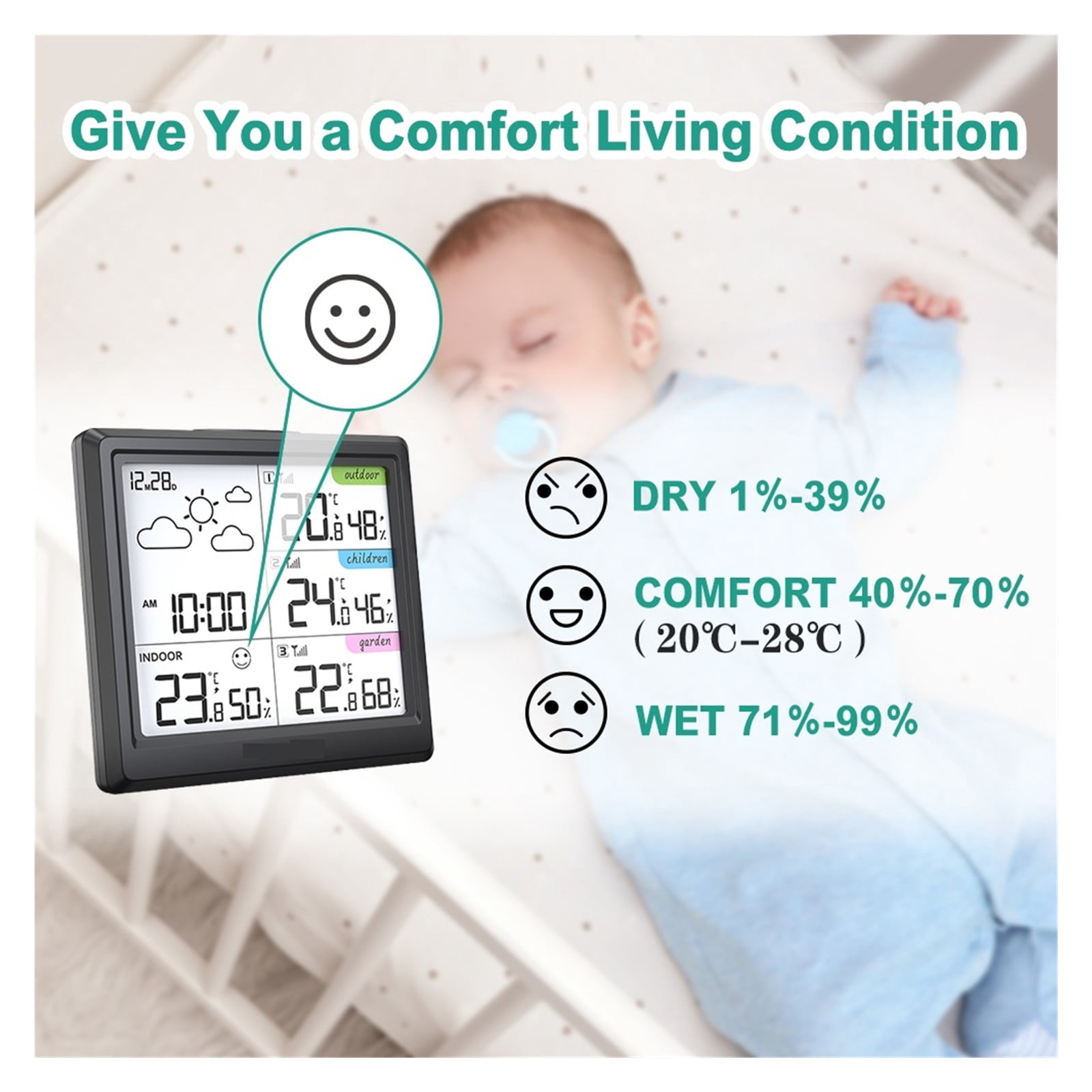 Wireless Weather Station with 3 Remote Sensors, Multi-Zone Digital Monitor