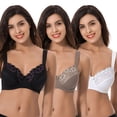 thumbnail image 2 of Curve Muse Plus Size Minimizer Underwire Unlined Bras with Embroidery Lace-3Pack-WHITE,Black,BUTTERMILK-36DD, 2 of 7