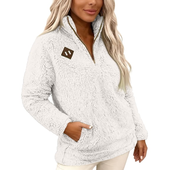 YueHuiYing Women's Soft Half-Zip Pullover With Ribbed Cuffs And Kangaroo Pocket For Casual And Everyday Style