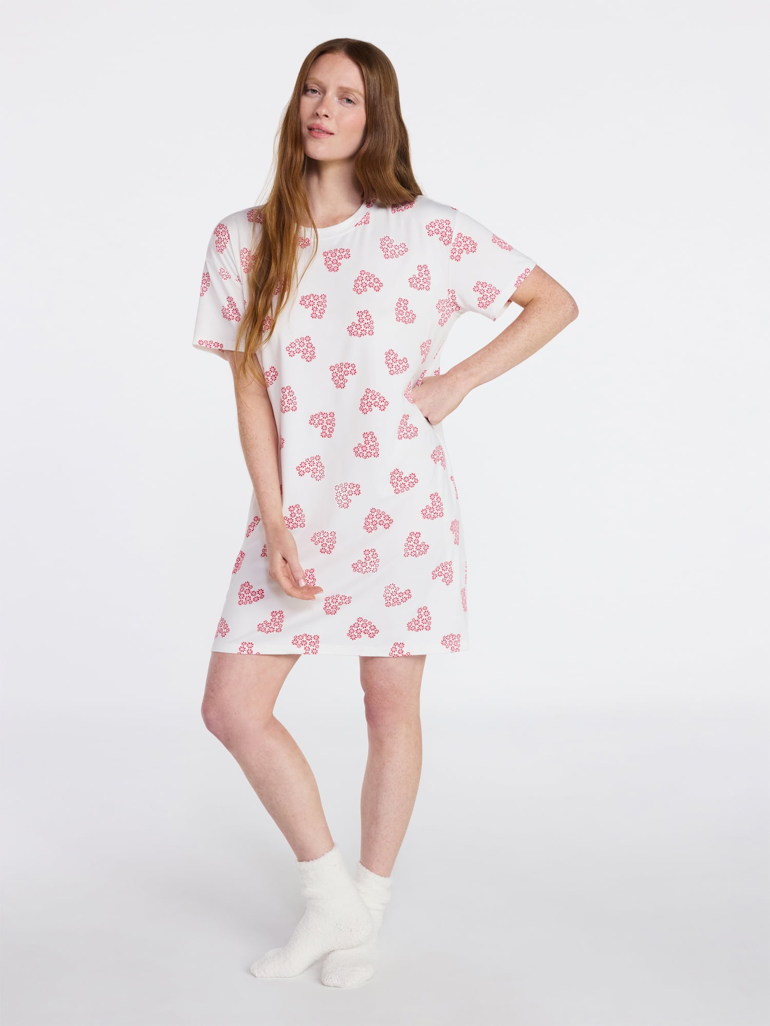 Joyspun Women's Dreamy Soft Collection Short Sleeve Sleepshirt, Sizes S/M-2X/3X