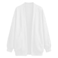 thumbnail image 3 of Womens Sweatshirt Cardigan Solid Color Long Sleeve Open Front Loose Sweatshirts with Pockets White S, 3 of 9