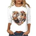 thumbnail image 1 of Camisetas de Pascua para Mujeres Pullover Suelto Casual con Cuello Redondo Y Mangas de Tres Cuartos, Top de Poliéster Impreso Divertido para Uso Diario de Primavera Y Fiestas, 1 of 5
