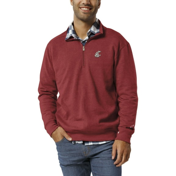 Men's League Collegiate Wear Crimson Washington State Cougars Heritage Tri-Blend Quarter-Zip Pullover Sweatshirt