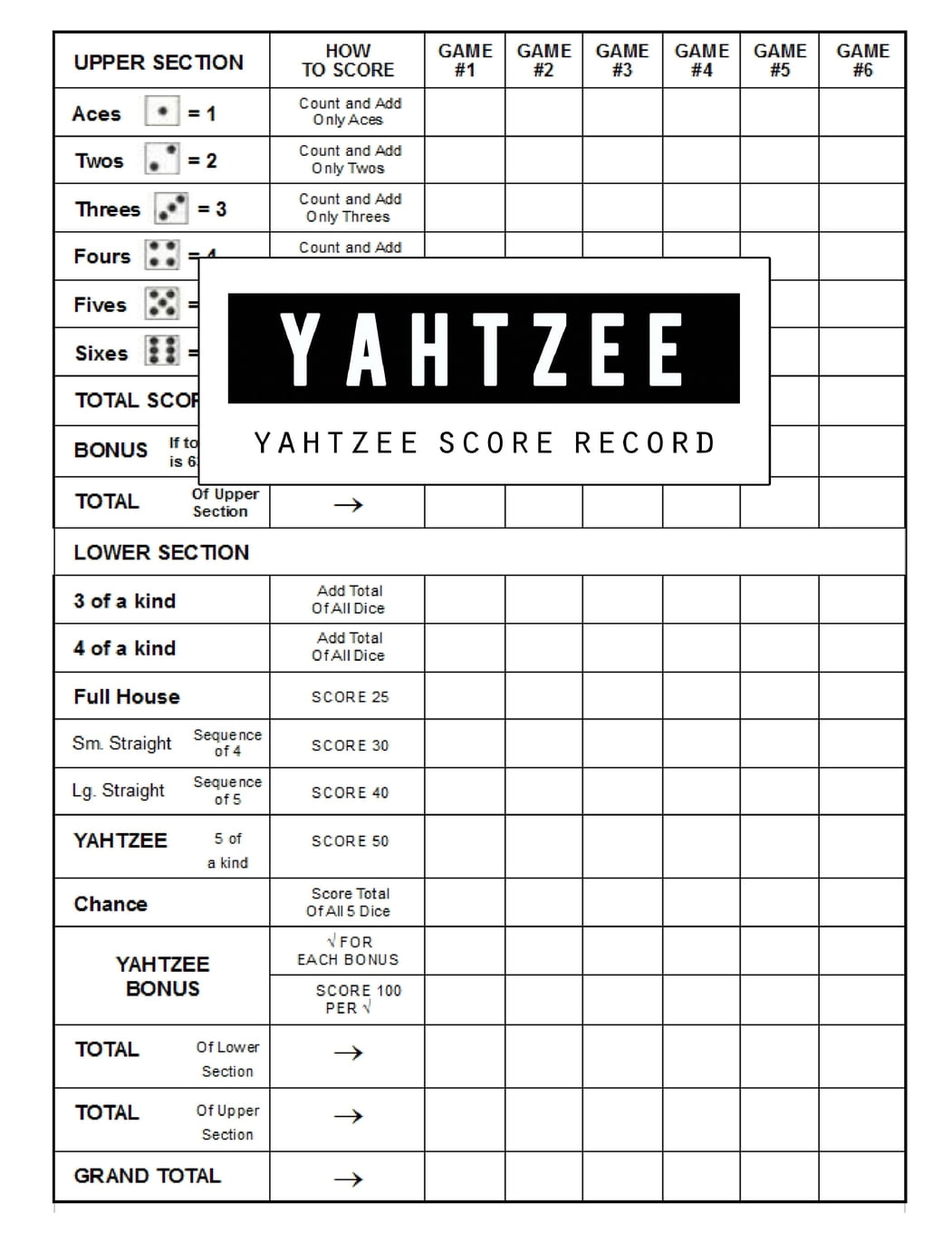 yahtzee score record yahtzee game record score keeper book yahtzee