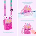 thumbnail image 3 of Bolso bandolera de dibujos animados, bolso mensajero pequeño de unicornio, bolso mensajero de silicona, adecuado para niñas pequeñas, correa de hombro ajustable, unicornio rosa-rojo, 3 of 5