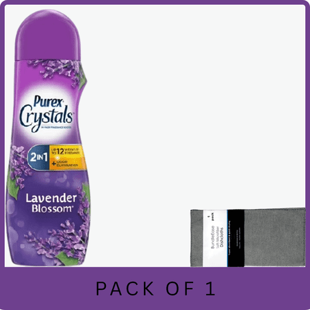 Purex Crystals In-Wash Odor Eliminating Scent Booster, Lavender Blossom, 21 oz with Microfiber Solid Color Towel by BundleEase