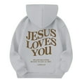 thumbnail image 4 of EANJE Girls Sweatshirt Kids 10-12 Years Love Like Jesus Hoodie Long Sleeve Jesus Loves You Cute Graphic Hoodie Drawstring Preppy Pullover Pink Hoodies for Girls Gray 5-6Y, 4 of 6