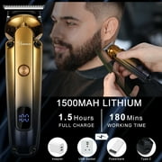Hatteker 7-in-1 Men's Grooming Kit, Hair Clipper, Beard Trmmer, Cordless Waterproof Trimmer with Nose Ear Trimmer, Gold