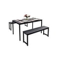 thumbnail image 4 of 3 Piece Dining Set with 2 Benches, Modern Small Dining Table Set for 4, 29.9" Height Saving Space Kitchen Table Sets for Kitchen Bar Breakfast Nook, JA1631, 4 of 7