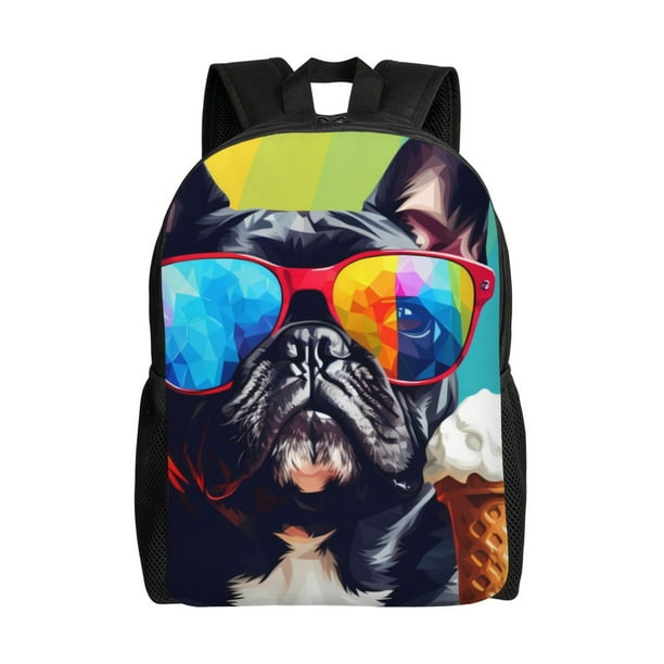 Fotbe Rainbow Bulldog Sunglasses Mochila de Viaje para Laptop, Mochila Ejecutiva Delgada y Resistente 15.6"