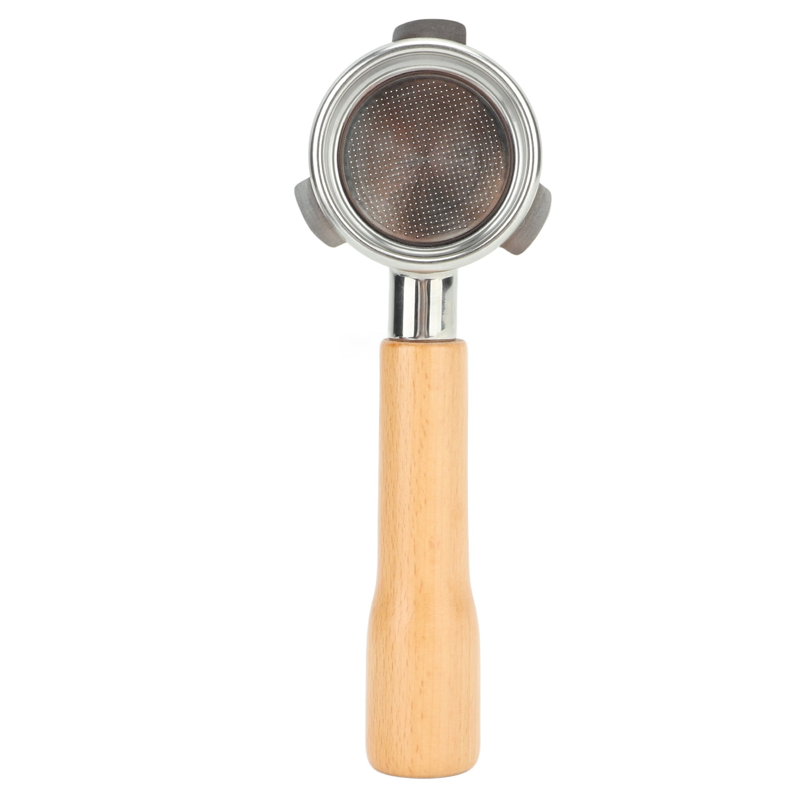 Bottomless Portafilter 54mm Ears Solid Wood Handle Stainless