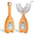thumbnail image 4 of 2 Pieces Silicone Handheld U Shaped Toothbrushes Portable Manual Toddler Full Mouth Teeth All-Rounded Mouthpiece Gadgets Orange, Small, 4 of 8