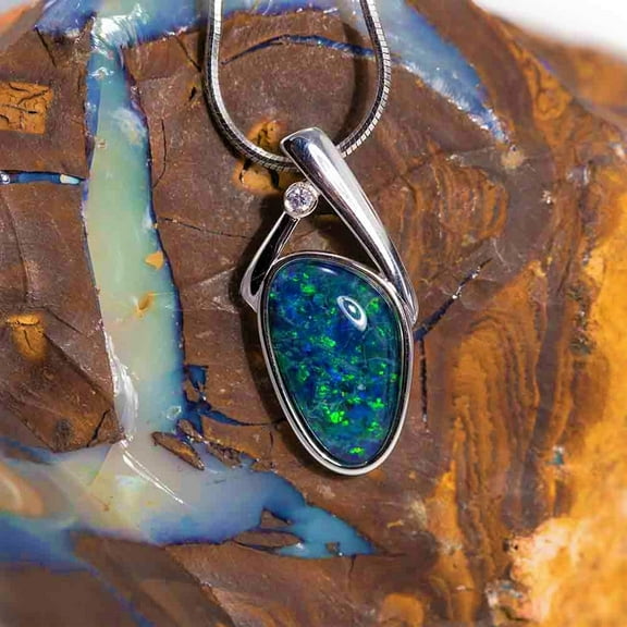 GALAXY ESCAPE STERLING SILVER AUSTRALIAN BLACK OPAL NECKLACE