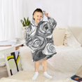 thumbnail image 6 of FORMRS Wearable Blanket Hoodie with Sleeves for Kids Cozy Flannel Sweatshirt, Black Roses, 6 of 7