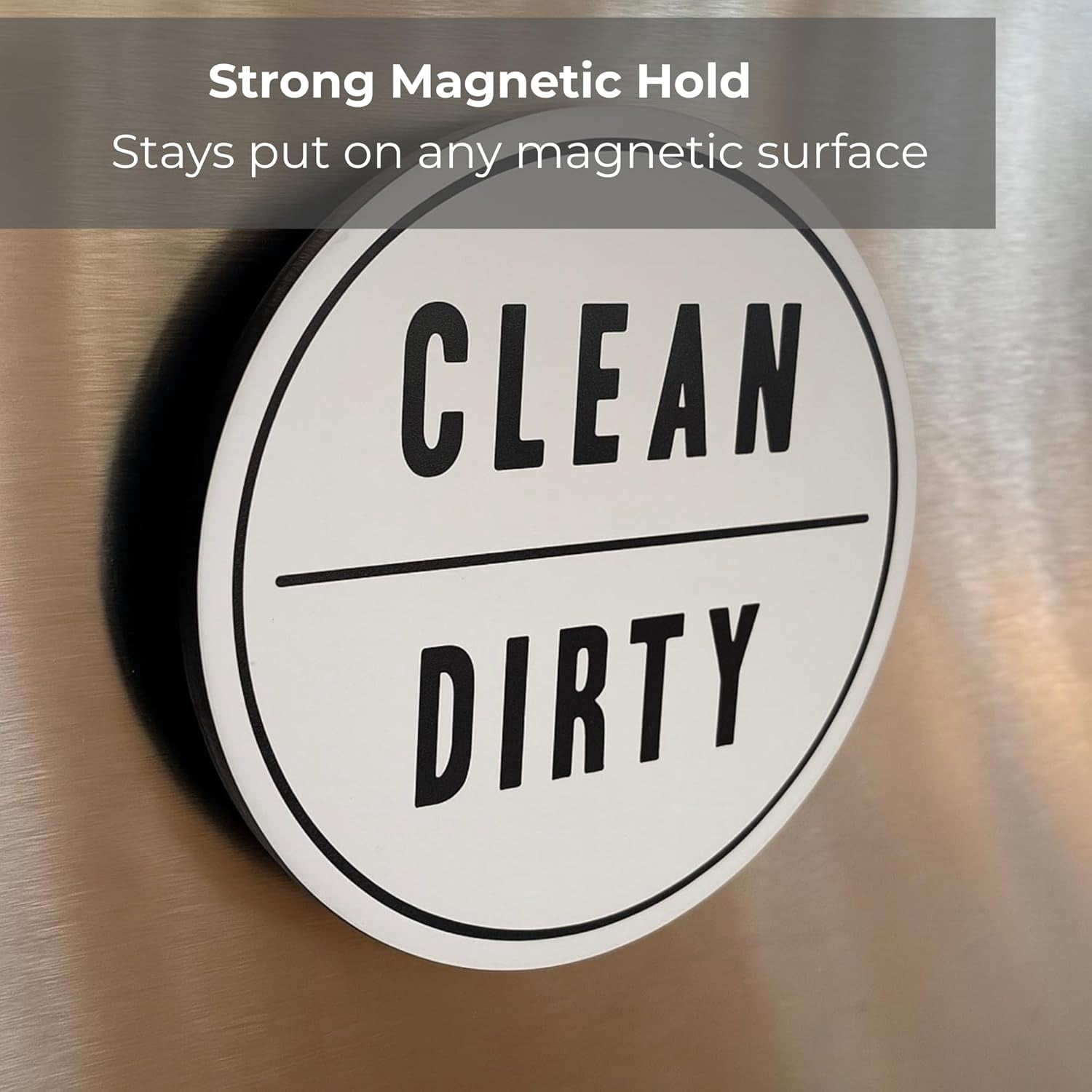 Clean Dirty Dishwasher Magnet Sign | Stylish and Functional Kitchen Decor Sign | Strong Non-Scratching Magnet on back | Easy to Use with a Rotatable Design that is Easy to Read | Measures 3x3 Inches