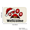 thumbnail image 4 of SPXUBZ Non Slip Flannel Floor Mat Santa Hat Paw Print Welcome Design for Bathroom Kitchen Bedroom Decor 16x24 inch, 4 of 5