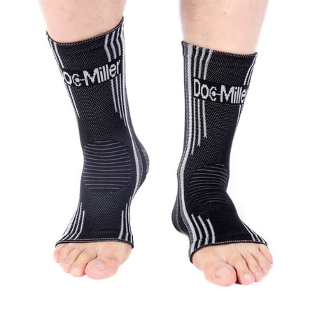 Doc Miller Premium Ankle Brace Compression Support Sleeve Socks for Swollen Foot Plantar Fasciitis Achilles Tendonitis, Use as Injury Support Recovery Eases Pain Swelling 1 PAIR (Best Treatment For Achilles Tendonitis)