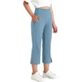 thumbnail image 3 of HAOTAGS Teen Girls High Waist Yoga Pants Casual Stretch Capri Pants with Pockets Light Blue Size 8/9, 3 of 9